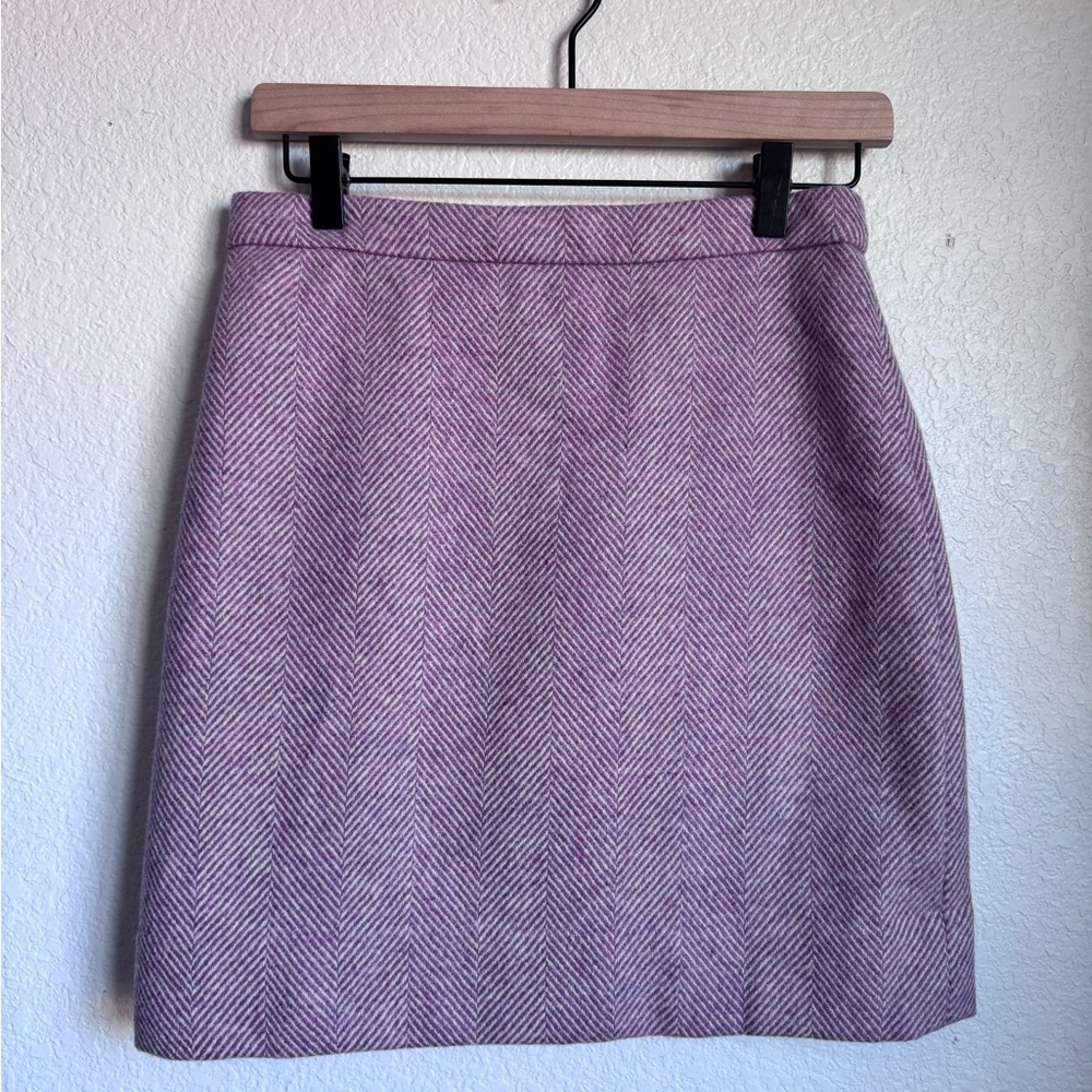 J.Crew Purple Herringbone Wool Blend Mini Skirt